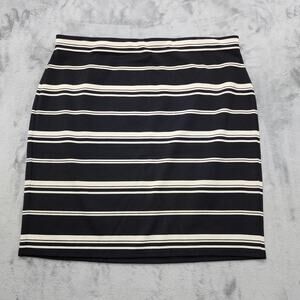 DB Skirt Womens 2X Black Cream Striped Pencil Mini Pull On Stretch Preppy Office